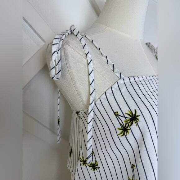 NWT English Factory Palmier Palm Tree Pin Stripe Tiered Tank Top Size XS - Picture 2 of 6